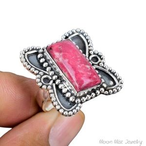 Pink thulite gemstone ring